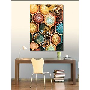 Kanvas Tablo Renkli Petekler Ve Arılar 100x140 cm