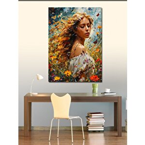 Kanvas Tablo Kır Çiçekleri Ve Kadın 100x140 cm