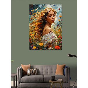 Kanvas Tablo Kır Çiçekleri Ve Kadın 100x140 cm