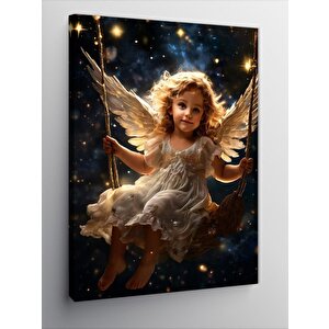 Kanvas Tablo Salıncakta Sallanan Beyaz Melek 100x140 cm