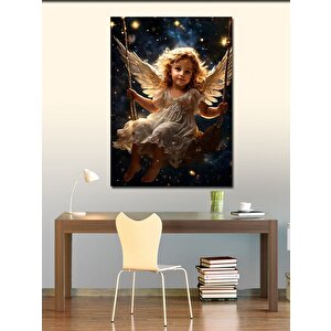 Kanvas Tablo Salıncakta Sallanan Beyaz Melek 100x140 cm