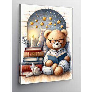 Kanvas Tablo Kitap Okuyan Oyuncak Ayı 100x140 cm