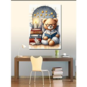 Kanvas Tablo Kitap Okuyan Oyuncak Ayı 100x140 cm