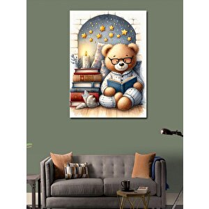 Kanvas Tablo Kitap Okuyan Oyuncak Ayı 100x140 cm