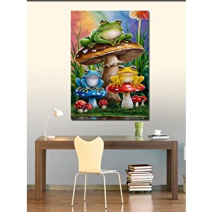 Kanvas Tablo Renkli Kurbağalar Ve Mantarlar 70x100 cm