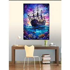 Kanvas Tablo Su Altı Canlıları Ve Gemi 100x140 cm