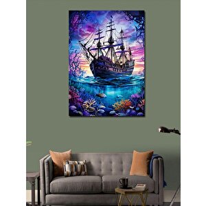 Kanvas Tablo Su Altı Canlıları Ve Gemi 100x140 cm