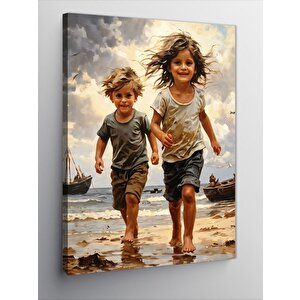 Kanvas Tablo Sahildeki Çocuklar 70x100 cm