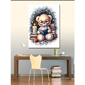 Kanvas Tablo Kitap Okuyan Oyuncak Ayı 100x140 cm