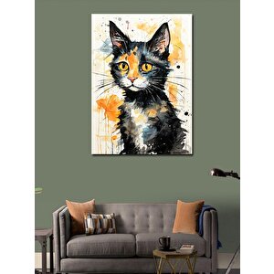 Kanvas Tablo Siyah Beyaz Sevimli Kedi 100x140 cm