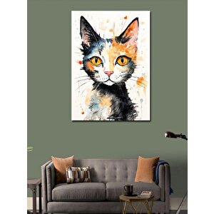 Kanvas Tablo Suluboya Kedi 70x100 cm