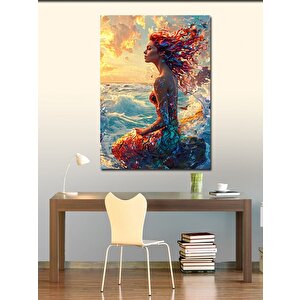 Kanvas Tablo Kayalıklarda Oturan Deniz Kızı 70x100 cm