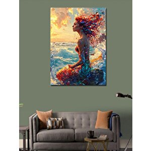 Kanvas Tablo Kayalıklarda Oturan Deniz Kızı 70x100 cm