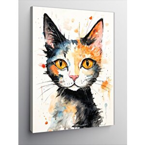 Kanvas Tablo Suluboya Kedi