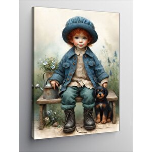 Kanvas Tablo Çocuk Ve Köpeği 100x140 cm