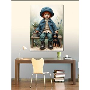 Kanvas Tablo Çocuk Ve Köpeği 100x140 cm