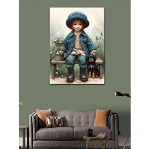 Kanvas Tablo Çocuk Ve Köpeği 100x140 cm