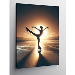 Kanvas Tablo Buz Pateni Yapan Kız 70x100 cm