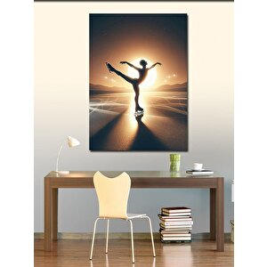 Kanvas Tablo Buz Pateni Yapan Kız 70x100 cm