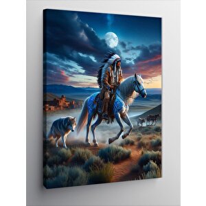 Kanvas Tablo Kızılderili Atı Ve Kurdu 70x100 cm