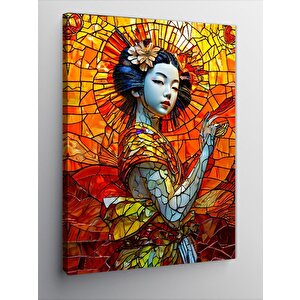 Kanvas Tablo Vitray Japon Kadın 100x140 cm