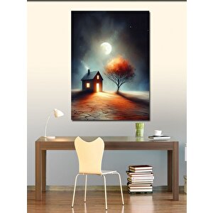 Kanvas Tablo Kır Evi Ve Dolunay 70x100 cm