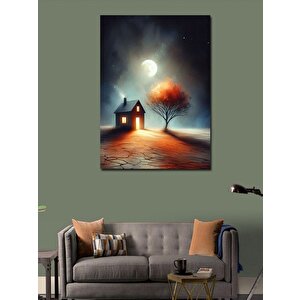 Kanvas Tablo Kır Evi Ve Dolunay 70x100 cm