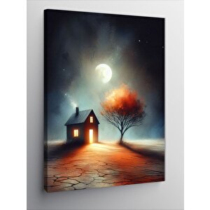 Kanvas Tablo Kır Evi Ve Dolunay