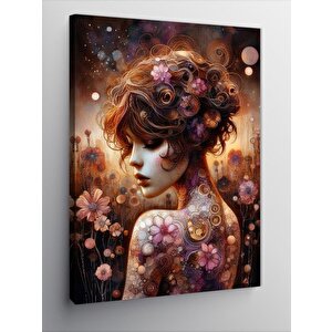 Kanvas Tablo Sırtı Dövmeli Çiçekli Kadın 70x100 cm