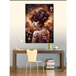 Kanvas Tablo Sırtı Dövmeli Çiçekli Kadın 70x100 cm