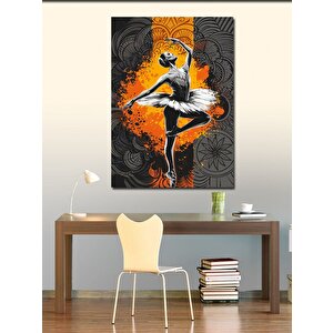 Kanvas Tablo Turuncu Fon Balerin 100x140 cm