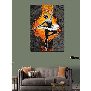 Kanvas Tablo Turuncu Fon Balerin 100x140 cm