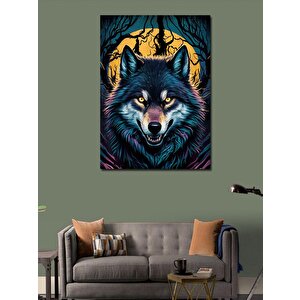 Kanvas Tablo Dolunay Ve Kurt 100x140 cm