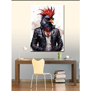 Kanvas Tablo Deri Ceketli Horoz 100x140 cm