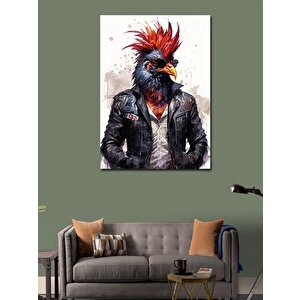 Kanvas Tablo Deri Ceketli Horoz 100x140 cm