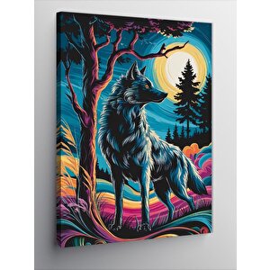 Kanvas Tablo Gece Ve Kurt 100x140 cm