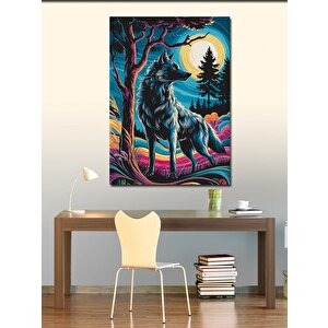 Kanvas Tablo Gece Ve Kurt 100x140 cm