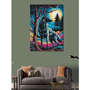 Kanvas Tablo Gece Ve Kurt 100x140 cm