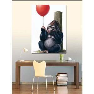 Kanvas Tablo Kırmızı Uçan Balon Ve Goril 100x140 cm