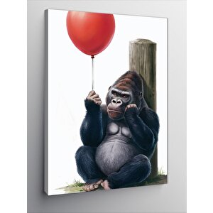 Kanvas Tablo Kırmızı Uçan Balon Ve Goril