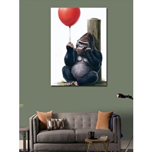 Kanvas Tablo Kırmızı Uçan Balon Ve Goril