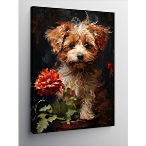 Kanvas Tablo Gül Ve Yavru Köpek