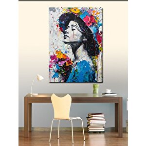 Kanvas Tablo Çiçekler Ve Kadın 70x100 cm