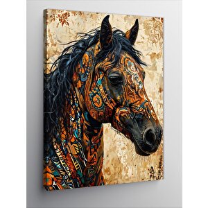 Kanvas Tablo Desenli Kahverengi At 70x100 cm