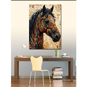 Kanvas Tablo Desenli Kahverengi At 70x100 cm