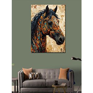 Kanvas Tablo Desenli Kahverengi At 70x100 cm
