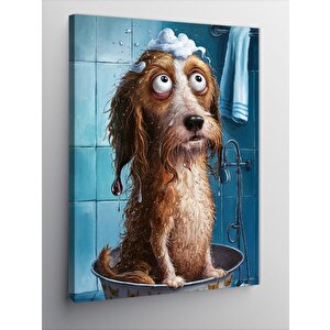 Kanvas Tablo Banyoda Ki Sevimli Köpek