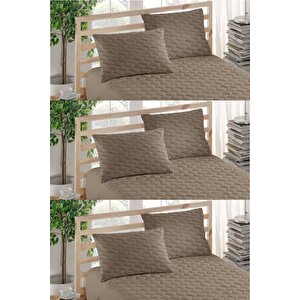 Renkli Yastık Alezi %100 Pamuklu 50x70 Yastık Koruyucu Kahverengi (sıvı Geçirmez Değil) (2 Adet) 2 Adet
