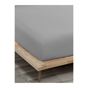 Gri Renkli Sıvı Geçirmez Alez, Tek Kişilik, Mikrofiber, Düz, Fitted (90x190) 90x190 cm