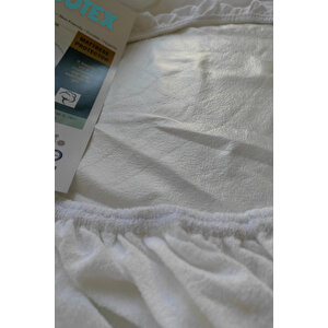 Pudra Renkli Sıvı Geçirmez Alez, Çift Kişilik, Mikrofiber, Düz, Fitted (140x200)